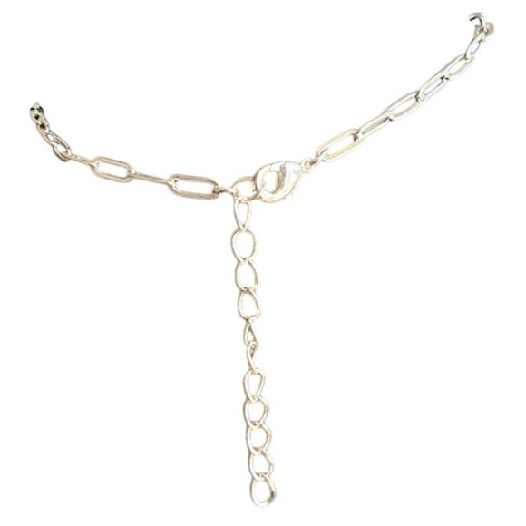 Prada Milano Silver Logo Emblem Patch Pendant with Paperclip Necklace (PRXX029) - Picture 4 of 4